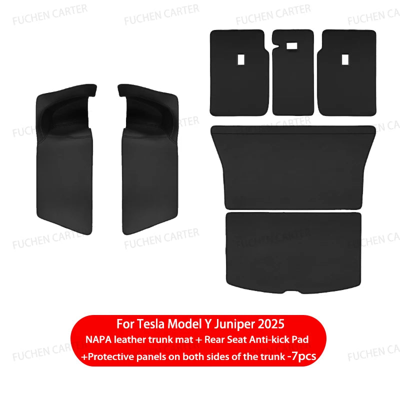 For Tesla Model Y Juniper Trunk Mat Full Coverage Trunk Both Side Guards Seat Backrest Protective Pad Cargo Liner Anti Dirty Mat