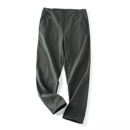 Outdoor Commuting Windproof Waterproof Fleece Lined Elastic Soft  Casual Men's Long Pants Straight Leg Polyester Fiber