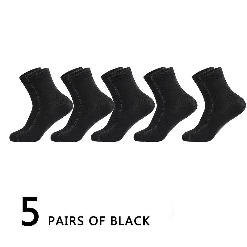 10 Pairs/Lot Men's Socks Bamboo Fiber Business Socks Breathable Deodorant Casual Socks, Large Size EU 38-46, High Quality