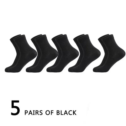 10 Pairs/Lot Men's Socks Bamboo Fiber Business Socks Breathable Deodorant Casual Socks, Large Size EU 38-46, High Quality