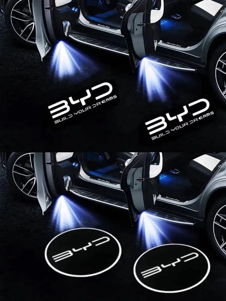 2Pcs For BYD ATTO3 QIN SONG S6 7 E6 TANG YUAN PLUS Auto Car Door HD LED Lamp Projector Courtesy Welcome Light  Accessories