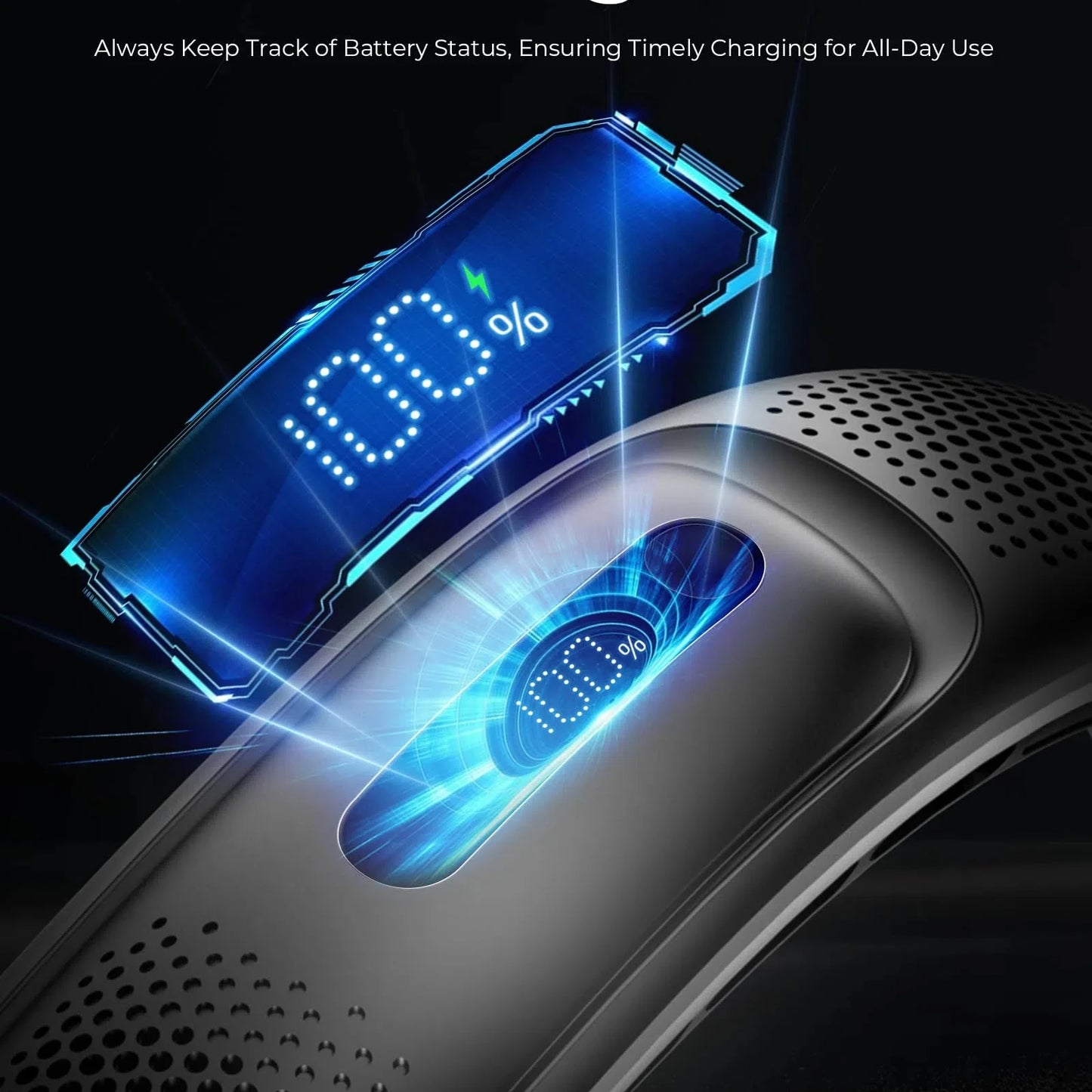 2026 New Upgrade New Portable Neck Fan 4 Turbocharged Bladeless Neck Fans 4000mAh USB Rechargeable 360 ° Cooling Fan 3-speed LED