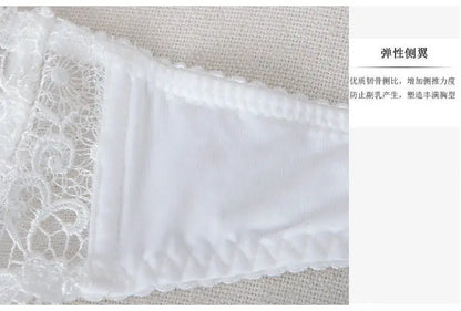 Women New Fashion Sweet Spicy Lace Lingerie Set Ultra Thin Half Cup Push Up Bra Soft Underwire Comfortable Top