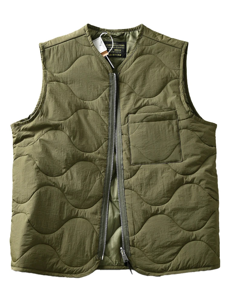 Lightweight Windproof Wearable Autumn Winter Men's Retro Casual Gourd Shaped Basted Cotton Vest Versatile All-Match Jacket