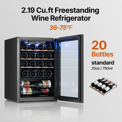 14/20/34/46/105 Bottle Wine Cooler Refrigerator Freestanding Wine Cellar with Glass Door for Household & Hotel Use