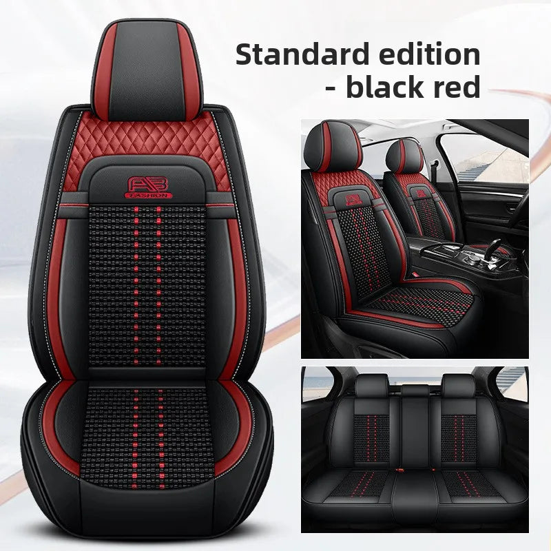 Universal Auto Split Seat Car Full Seat Cover Breathable Ice Silk Nappa Leather Car SUV Cushion Full Seats Cover Protection