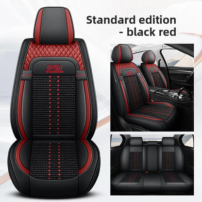 Universal Auto Split Seat Car Full Seat Cover Breathable Ice Silk Nappa Leather Car SUV Cushion Full Seats Cover Protection