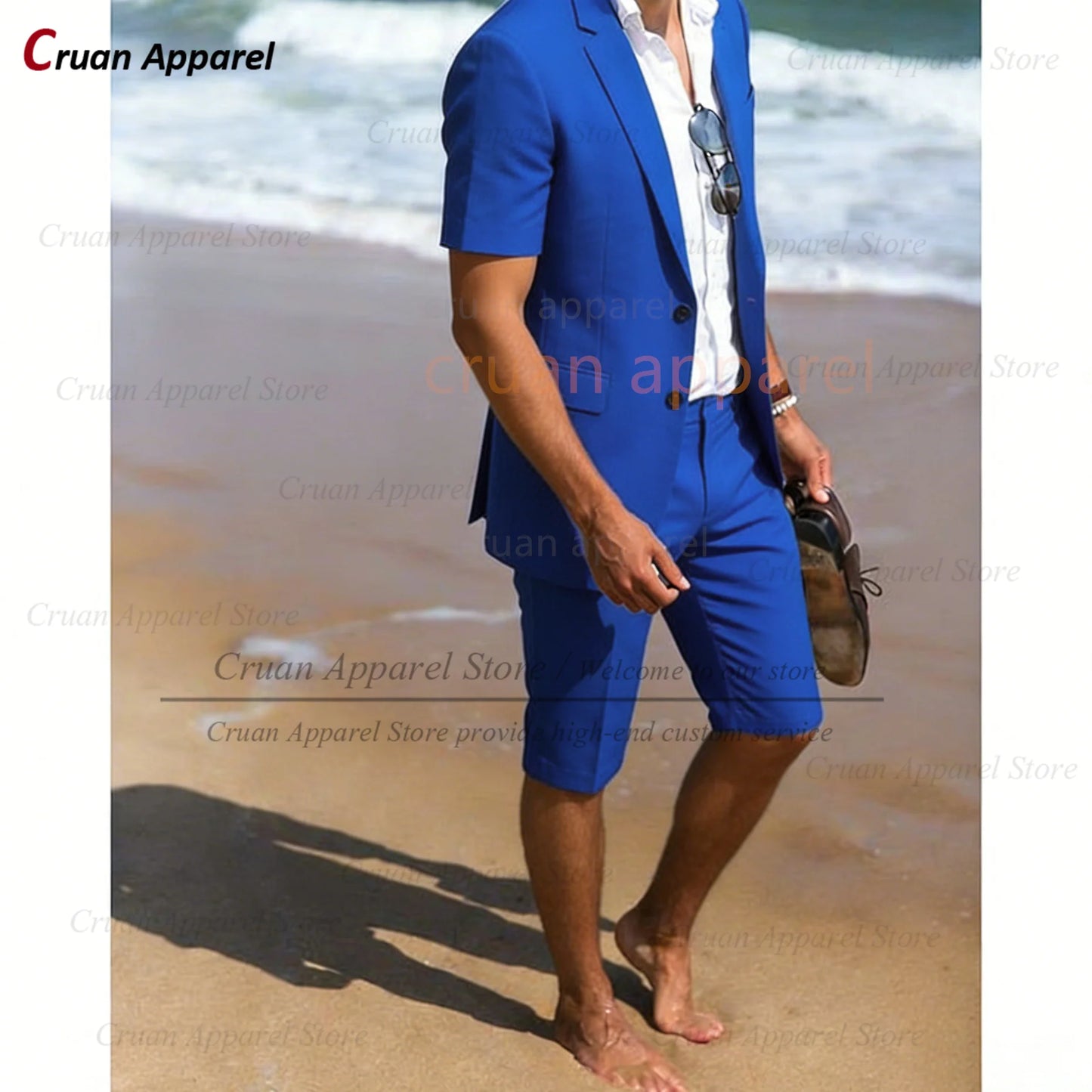 Purple Suit Sets For Men Wedding Banquet Groomsman Custom Slim Fit Blazer Shorts 2 Pieces Summer Beach Holiday Fashion Outfits