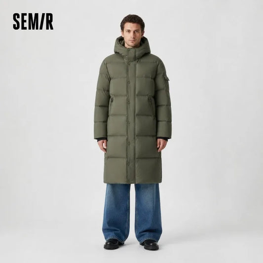 Semir Down Jacket Men Winter 90% Down Fill Goose Down Thickened Water-Repellent Anti-Static Long Hooded Outerwear Men'S Wear
