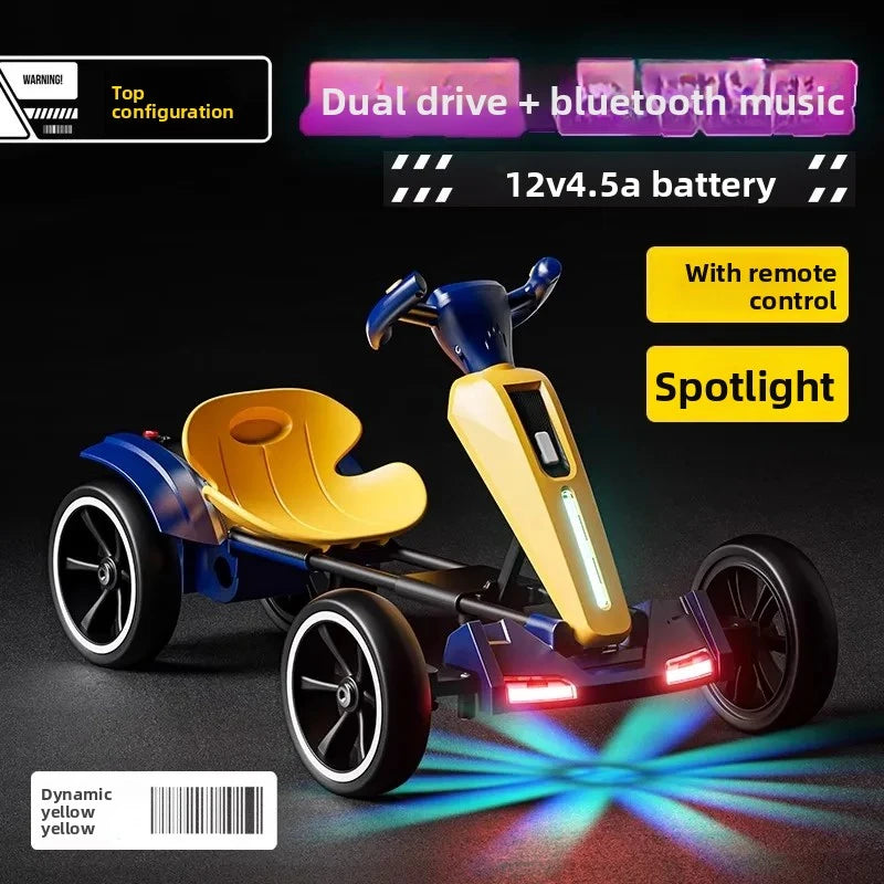 N‌ew Foldable Portable Kids Electric Go-Kart with 390 Motor Cool LED Lights No Assembly Outdoor Off-Road Toy Car for Boys/Girls