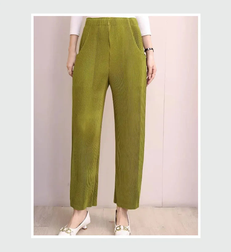 Miyake Pleated Fall Women Pants New High-waisted Thin Casual Pants Temperament Fashion Versatile Office Commuting Women's Pants