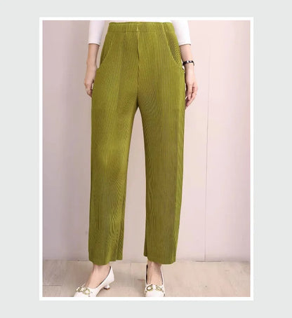 Miyake Pleated Fall Women Pants New High-waisted Thin Casual Pants Temperament Fashion Versatile Office Commuting Women's Pants