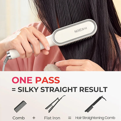 KSKIN 2 In 1 Hair Straightener Brush Multifunctional Professional Hair Straightening Comb Anti-Scald Quick Heating Hair Styling