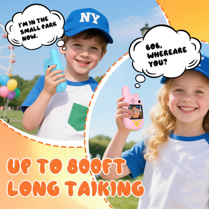 2PCS Beginner Kids Mini Walkie Talkie Rechargeable 1500mAh Handheld 3km Radio Transceiver Interphone Child Halloweens Toys Gifts