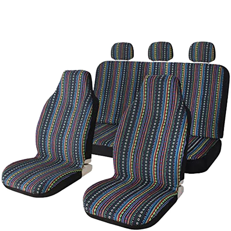 AUTO PLUS Car Seat Covers Set Baja Saddle Blanket Weave Universal Fit Most Car Seat Protection Steering Wheel Cover Protector