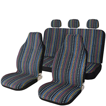 AUTO PLUS Car Seat Covers Set Baja Saddle Blanket Weave Universal Fit Most Car Seat Protection Steering Wheel Cover Protector