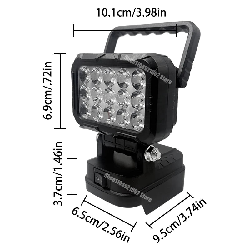 Power Tool Parts for Makita for Milwaukee for Dewalt 18V Lithium Battery LED Work Lights Lamp Hand Lantern Spotlight USB Charger