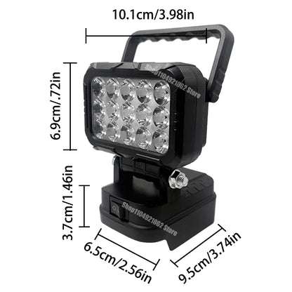 Power Tool Parts for Makita for Milwaukee for Dewalt 18V Lithium Battery LED Work Lights Lamp Hand Lantern Spotlight USB Charger