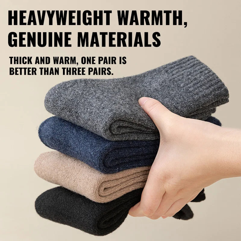 MiiOW Merino Wool Socks Thicken Thermal Winter Cushioned Heated Cold Resistant Cashmere Crew Sock Men Sheep Snow Warm Towel Sock