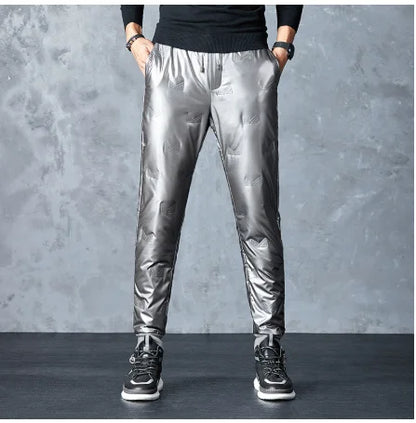 Winter Warm Thickened White Duck Pants Men'S Korean Youth Outdoor Bright Face Wind Proof And Waterproof Down Trousers