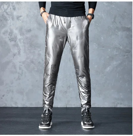 Winter Warm Thickened White Duck Pants Men'S Korean Youth Outdoor Bright Face Wind Proof And Waterproof Down Trousers