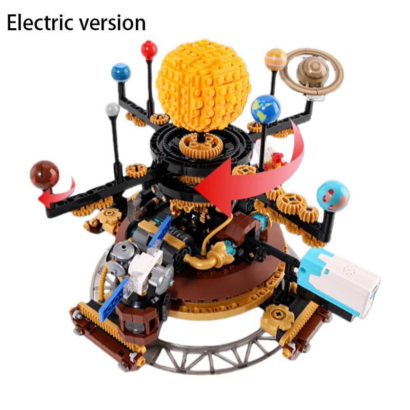 946PCS Electric Solar System Planetarium MOC Building Blocks DIY STEM Educational Home Decor Toy Kids Birthday Gift