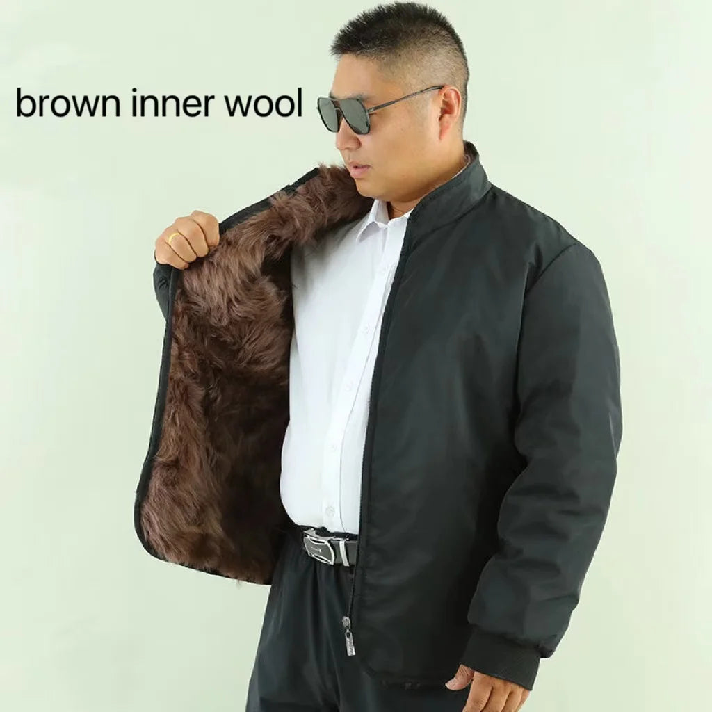 2024 Winter Genuine Wool Cotton Jacket Middle-aged Elderly Men Women Thicken Warm Outerwear Casual Long Sheepkin Jacket Dad Gift