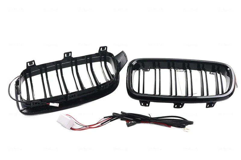 LED Light Front Bumper Racing Grille Grill For BMW 3 Series F30 F31 320i 330i 335i 2012-2019 1 Pair Gloss Black Kidney Grills