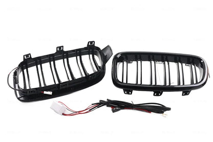LED Light Front Bumper Racing Grille Grill For BMW 3 Series F30 F31 320i 330i 335i 2012-2019 1 Pair Gloss Black Kidney Grills