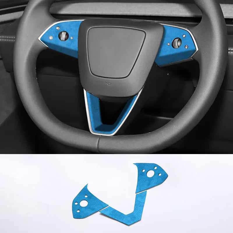 Made of Alcantara For Tesla Model 3 (2024-)/Model Y (2025-) Steering Wheel Trim Frame Sticker Car Interior Tuning Accessories