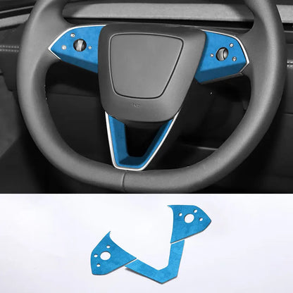 Made of Alcantara For Tesla Model 3 (2024-)/Model Y (2025-) Steering Wheel Trim Frame Sticker Car Interior Tuning Accessories