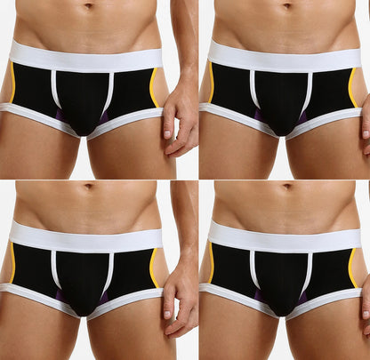 4-Pack SEOBEAN Men's Low-Waist U-Shape Flat Briefs Underwear Trendy Side-Light Design Comfortable Innerwear for Men