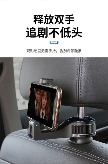 Multi-functional 2 In 1 Car Hook Hidden Multifunctional Rear Headrest Hook Car Rear Phone Holder Lock Type Mobile Phone Holder