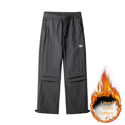 Outdoor Snowproof Men's Thermal Cotton Pants Winter Outdoor Skiing Trousers Windproof Breathable Straight Leg Casual Pants