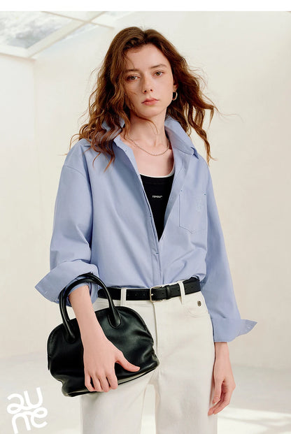 TOYOUTH Women Easy Morning Lazy Shirts 2026 Spring New Wrinkle-Resistant Low-Maintenance Light Spring Cotton Blouses