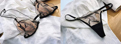 Elegant French Lace Front Closure Bra Set Ultra Thin Breathable Beauty Back Sensual Lingerie Wirefree UK Fit Summer S-XL MOYISU