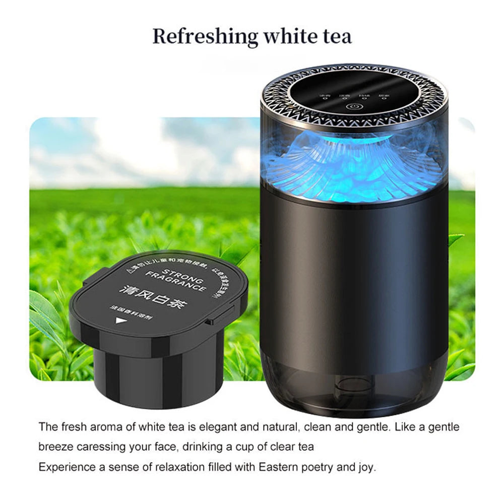 Smart Vehicle Aromatherapy Machine，Auto Start/Stop，Atomized Scent Diffusion，3-Gear Control，Detachable Replaceable Cartridge
