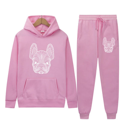 Men's and women's printed hooded sweatshirts and pants animal paw printed sportswear running autumn and winter casual fashion