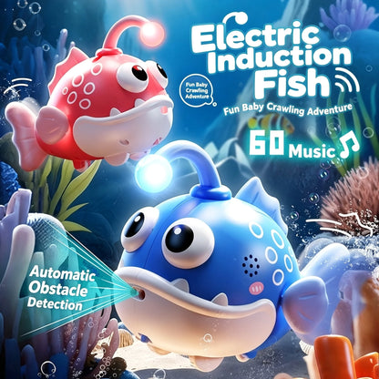 Light Up Electric Crawling Fish Toy Early Educational Sensory Play Gift for Baby Boys Girls 6-18 Months