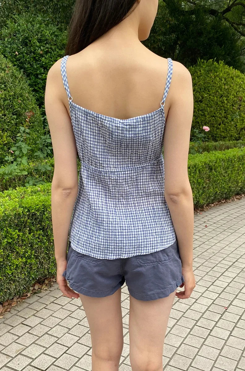 Brandy Melville Pure Cotton Three-Button Base Layer Vest Sweet Style V-Neck Sleeveless Tank Top for Women Spring Summer