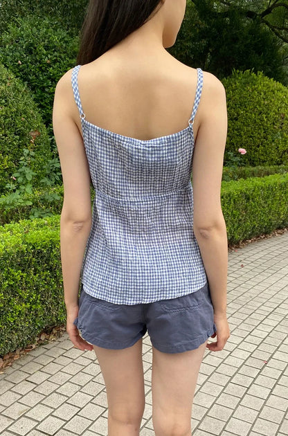 Brandy Melville Pure Cotton Three-Button Base Layer Vest Sweet Style V-Neck Sleeveless Tank Top for Women Spring Summer
