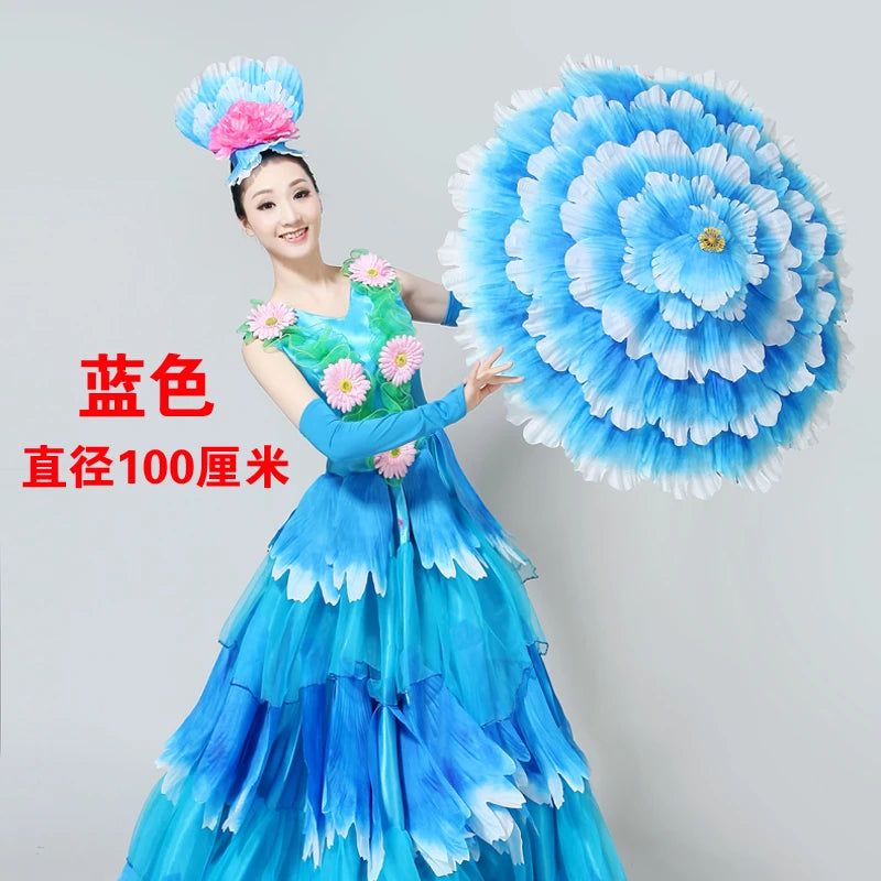 Dance Art Elegant Peony Flower Umbrella Fiber Umbrella Opening Dance Stage Performance Costume Props National Costume Stage Wear