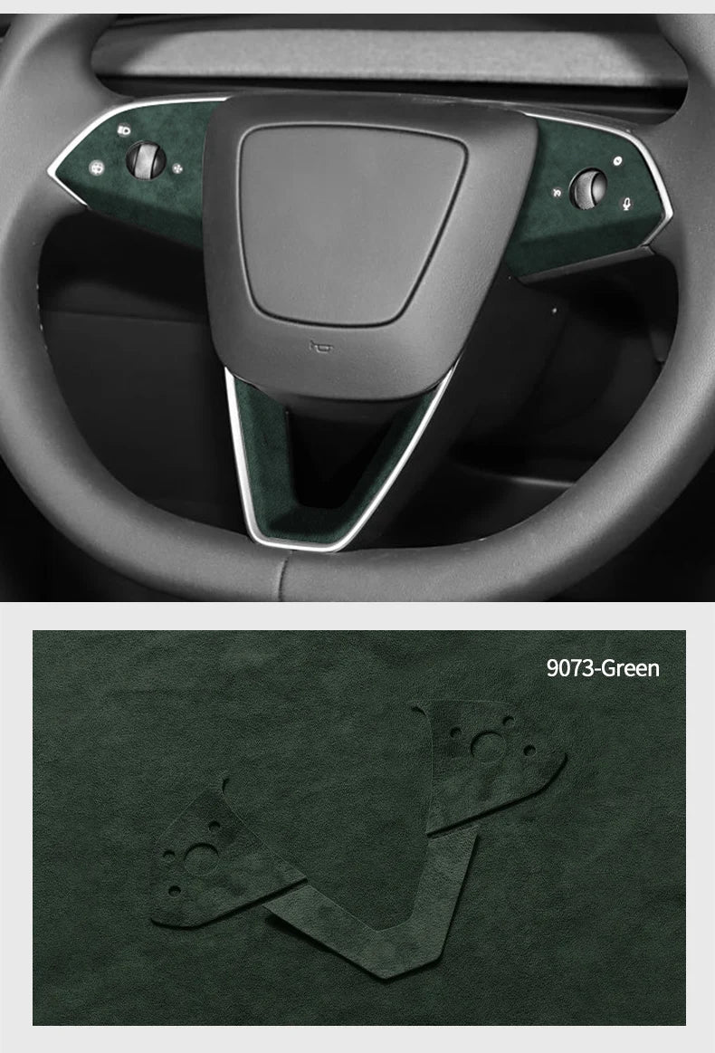 Made of Alcantara For Tesla Model 3 (2024-)/Model Y (2025-) Steering Wheel Trim Frame Sticker Car Interior Tuning Accessories