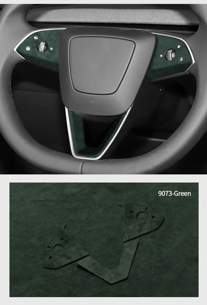 Made of Alcantara For Tesla Model 3 (2024-)/Model Y (2025-) Steering Wheel Trim Frame Sticker Car Interior Tuning Accessories
