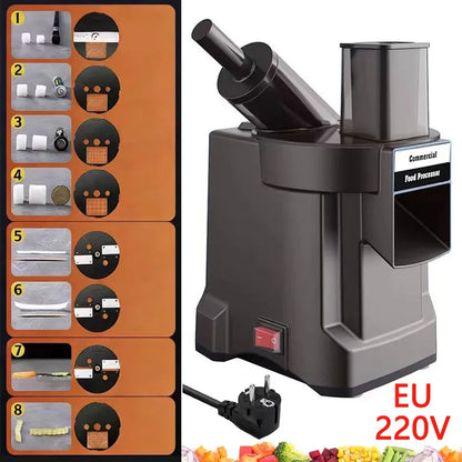 220V 3-in-1 Vegetable Cutter Dual Feeder Newly Upgraded Multi-functional Automatic Electric Dicing Slicing Shredding Vegetables