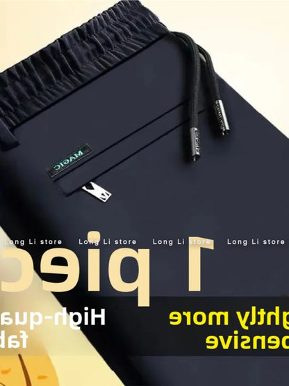 Men's Summer Thin Ice Silk Loose Straight Leg Casual Pants Breathable Anti-Wrinkle Wear-Resistant Comfortable Sporty Trousers