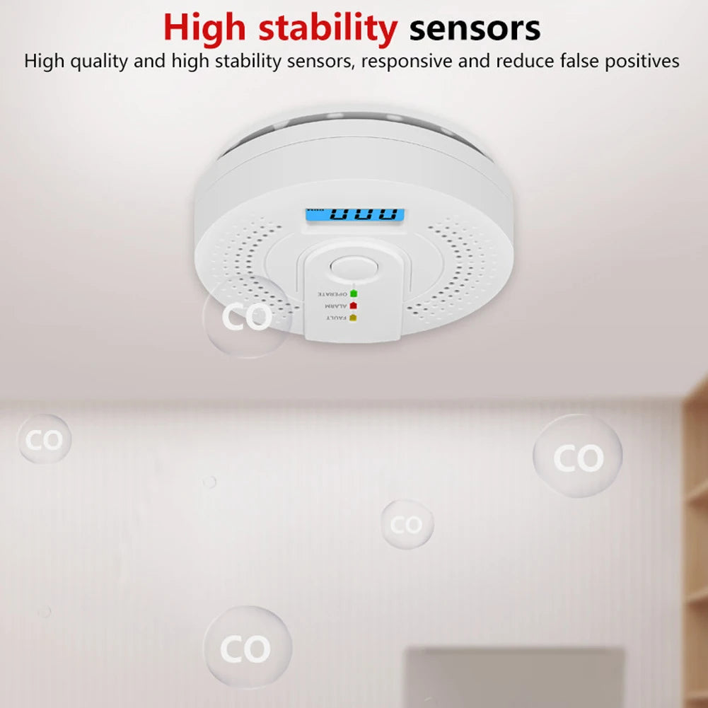 Digital Carbon Monoxide Detector Sound Warning Battery Powered CO Gas Monitor Alarm Detector Portable CO Detector Home Use