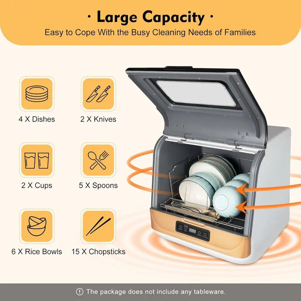 Portable Countertop Dishwasher for 4-6 Sets, Compact Mini Dish Washer with 8L Water Consumption,No Installation Needed，800W Dish