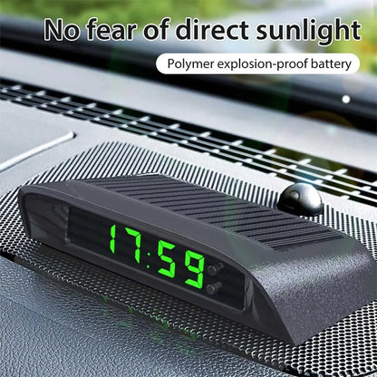 Solar Powered Car Digital Clock, LED LCD Display with Time Decor Date Dashboard Auto Thermometer, L0K4
