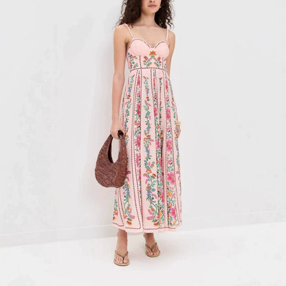 Ele High Waist Printed Holiday Dr Strapl Summer Casual Polyester Maxi Skirt Sle Women's Single Piece Faion